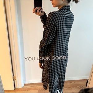 Theory long checkered  plaid pattern long shirt tunic dress